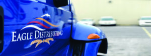 eagle distributing logo on a blue car